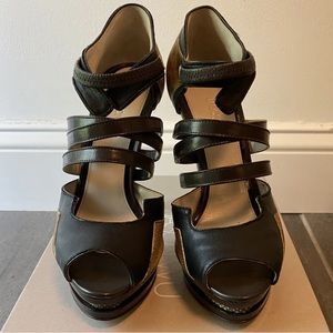 Jason Wu strappy leather snakeskin patchwork high heel sandals Sz 38.5 NWB